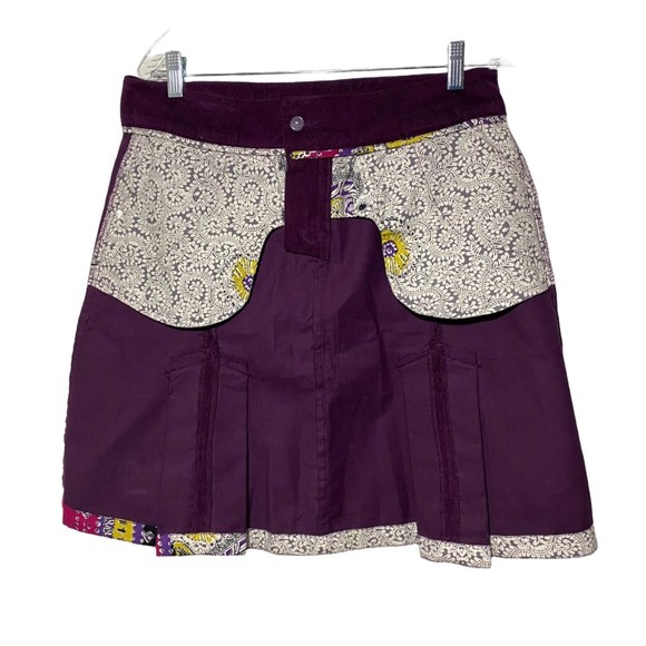 Down East Basics Corduroy Purple Pleated A-line Stretch Skirt Size M - Picture 4 of 9
